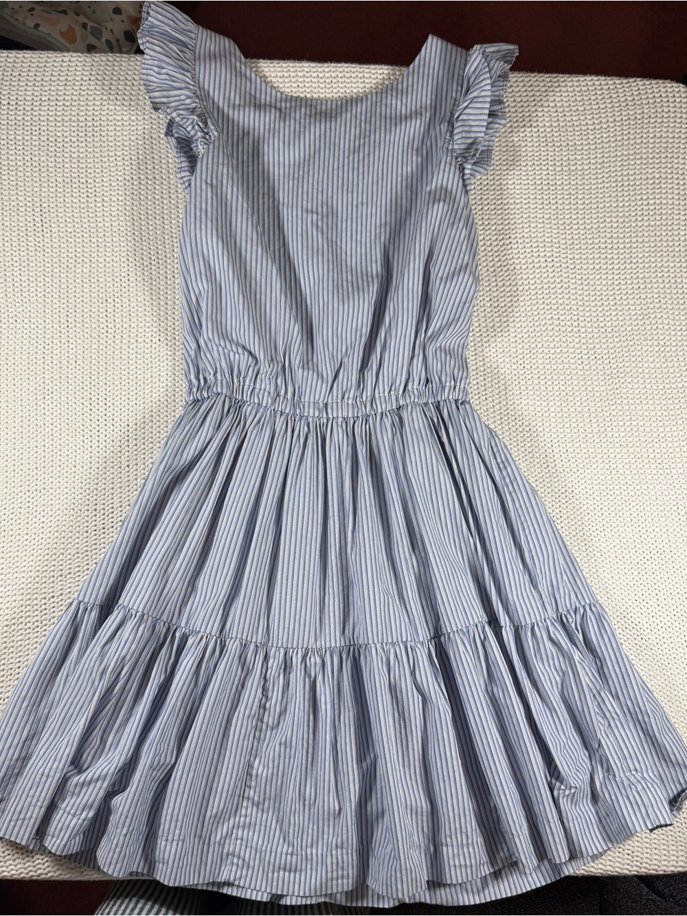 Polo Ralph Lauren Girls’ Blue & White Striped Ruffle Dress – Size 16